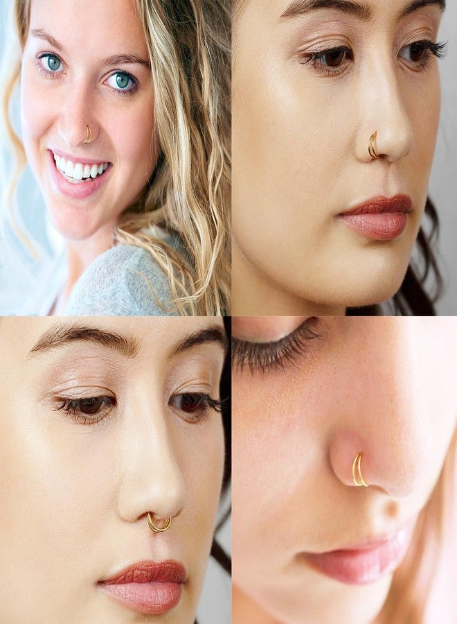 NICITY 8Pcs Gold Fake Nose Ring Set Non Piercing Nose Rings for Women Men Girl - Image 3